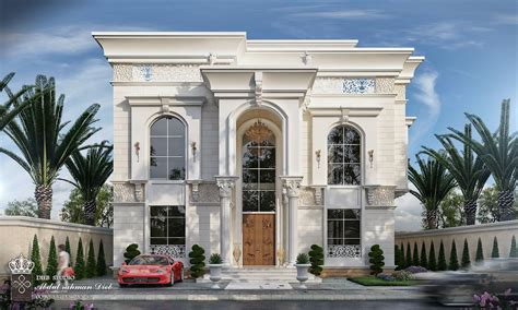 Classic Villa With White Stone On Behance Classic House Exterior