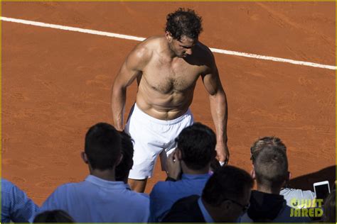 Tennis Pro Rafael Nadal Goes Shirtless During Madrid Match Photo