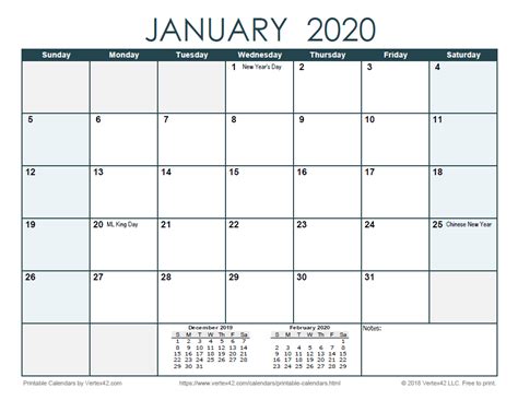 Download A Free 2020 Monthly Calendar Ocean From