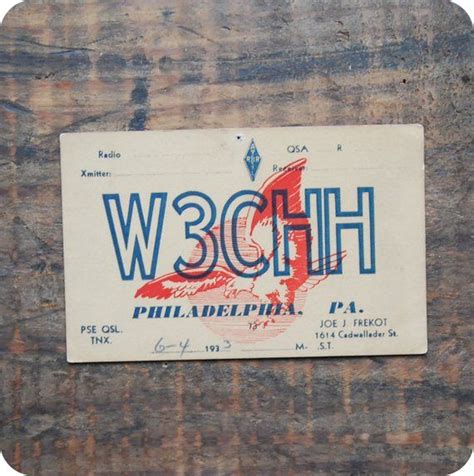 Vintage Ham Radio Qsl Card W3chh 1933 Philadelphia Pennsylvania Illustrated Eagle Radio