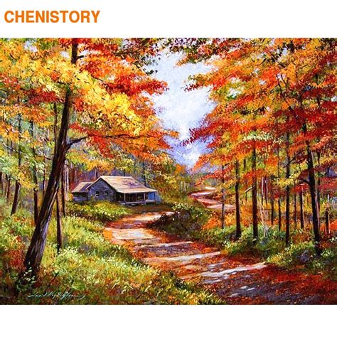 Chenistory Autumn Forest Landscape Diy Painting By Numbers Kits Acrylic