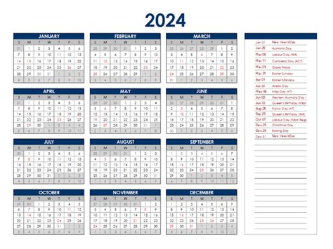 2024 Printable Calendar By Month Australia Lian Coralie