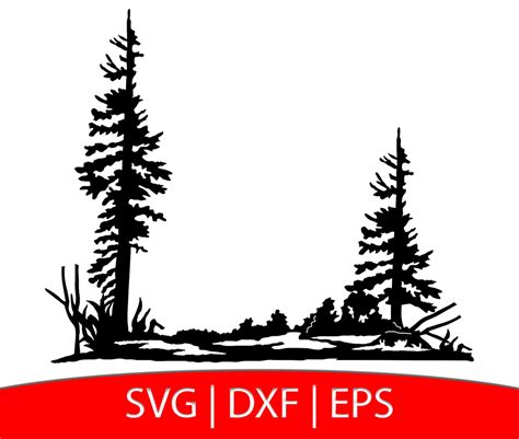 Forest Scene Svg Nature Clipart Pine Tree Cut File For Etsy