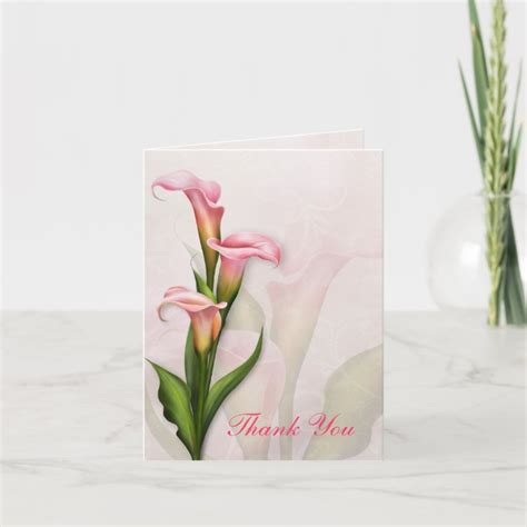 Calla Lily Pink Thank You Card Zazzle