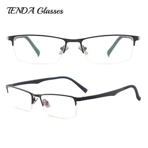 metal half rim classic glasses for prescriotion lenses myopia and reading eyeglasses frames men in