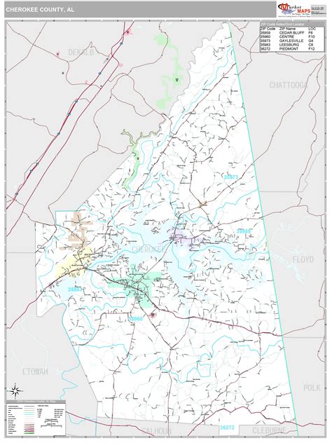 Cherokee County Al Wall Map Premium Style By Marketmaps