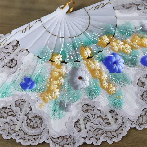 Hand Painted Spanish Lace Fan Hand Crafted In Spain