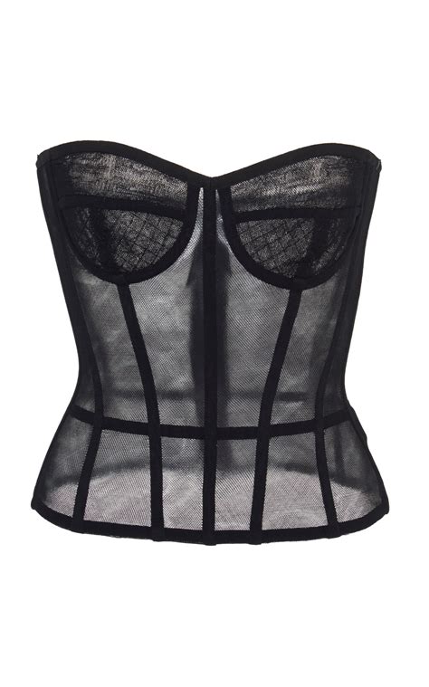 Dolce And Gabbana Strapless Sheer Bustier Tulle Top In Black Lyst