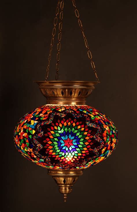 Turkish Pendant Lighting Moroccan Mosaic Glass Ceiling Lantern Pendant
