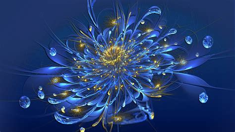 Blue Flower Water Drops Hd Abstract Wallpapers Hd