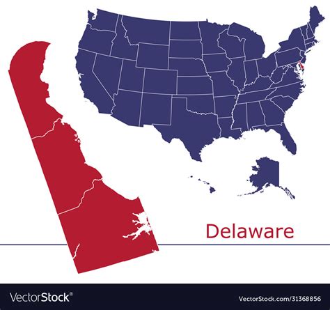 Delaware Map Counties With Usa Map Royalty Free Vector Image