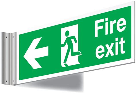 Fire Exit Arrow Left Double Sided Corridor Signs Safetyshop