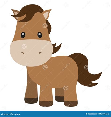 Cute Horse Cartoon Illustration On White Stock Vector Illustration Of