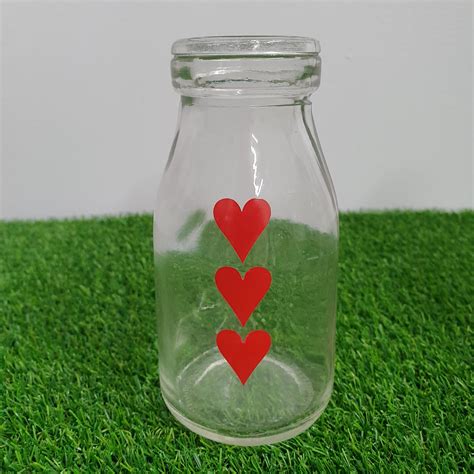 Glass Mini Milk Bottle Red Hearts Im Pixie Party Boutique