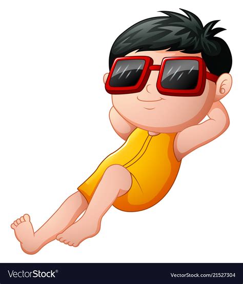 Cartoon Boy Relaxing Wearing Sunglasses Royalty Free Vector
