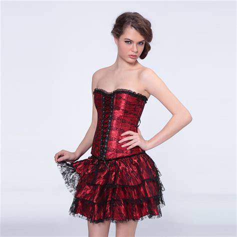 Caudatus Gothic Overbust Corsets Dresses For Women Burlesque Print Lace Up Corset Skirt Set