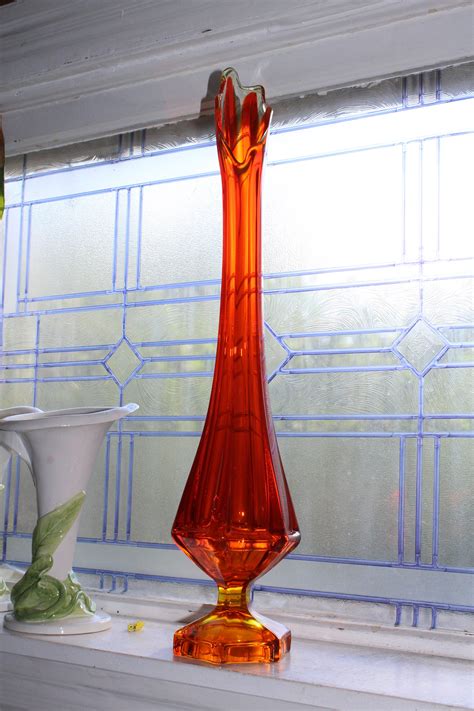 Large Amberina Swung Glass Vase 235 Vintage Mid Century Modern