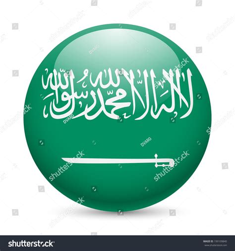 When the flag is raised, two flags have to be sewn together, so that the inscription is readable from both sides and that the sword is always pointing in the desired direction. Flag Saudi Arabia Round Glossy Icon Stock Vector 199109840 ...