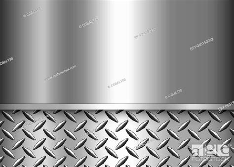 Background Silver Metallic 3d Chrome Vector Design With Diamond Plate