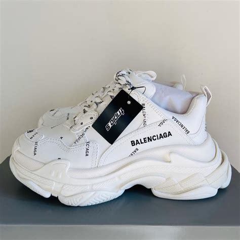 Balenciaga White Eu35/36/37/38/39/40 Allover Logo Triple S Sneakers ...