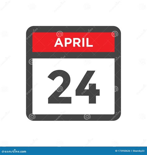 April 24 Calendar Icon With Day Of Month Stock Vector Illustration Of