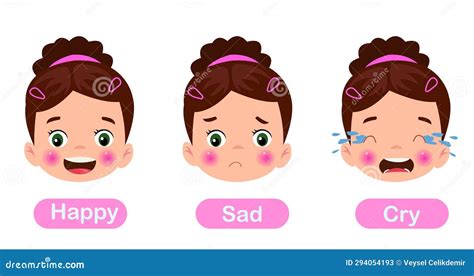 Little Kid With Different Emotions Stock Vector Illustration Of