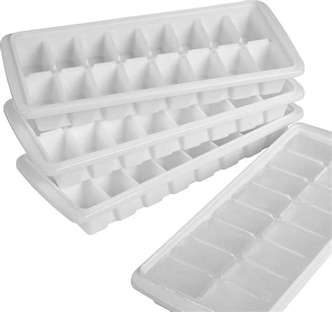 Easy Release White Ice Cube Tray Set Durable Plastic Stackable Easy