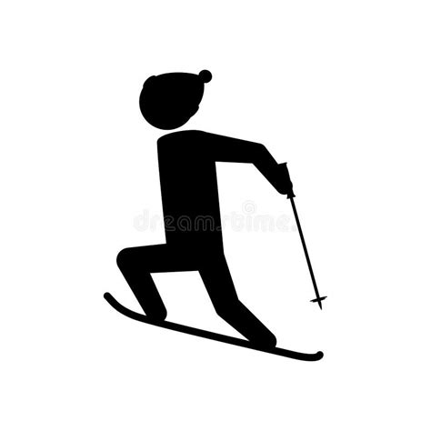 Silhouette Man Skiing Icon Vector Illustration Stock Illustration