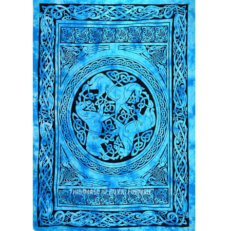 It's meaning can be interpreted as the 4 arms of the cross representing the 4 parts. Turquoise Blue Celtic Unicorn Three Horses Tie Dye Tapestry Wall Hanging - RoyalFurnish.com