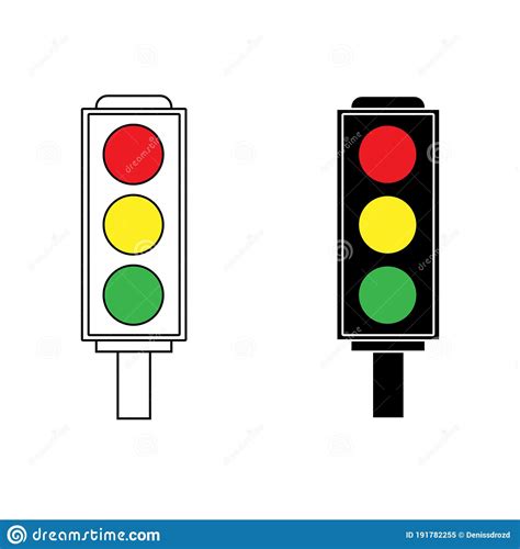 Traffic Light Icon Red Yellow And Green Linear Vector Illustration