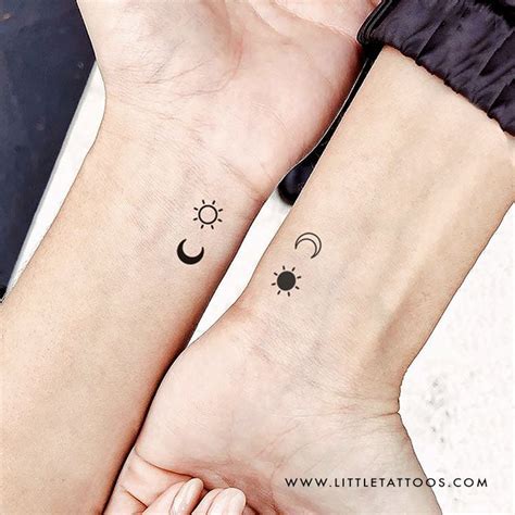 Matching Sun And Moon Couple Temporary Tattoo Set Of 3 3 Matching Friend Tattoos Small