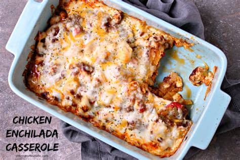 Start with layer of tortillas on bottom of dish. Chicken Enchilada Casserole