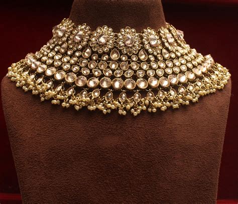 Indian Necklace Set Choker Bridal Gold Antique Necklace Indian Etsy