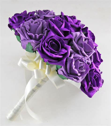 Brides Aubergine And Purple Foam Rose Wedding Bouquet Budget Wedding