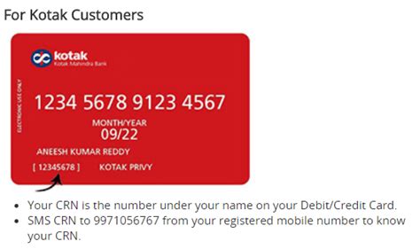 They're coded to identify the issuer, the network, the account and also to validate the complete number, all in an effort to prevent theft and fraud. What is CRN Number & How to Find CRN of kotak Mahindra Bank