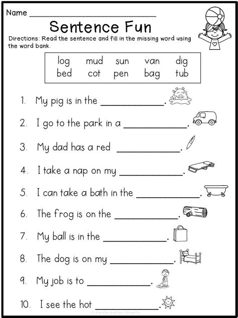 Language Arts Worksheets For Kindergarten