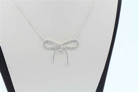 Tiffany Co Sterling Silver Twist Ribbon Bow Pendant Necklace Busy