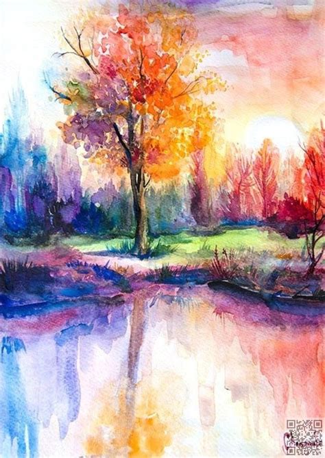 Colorful Watercolor Paintings Nature Tree Outline The Expert