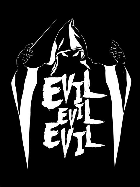 An Evil Man With His Hands Up In Front Of Him And The Words Evil Evil On It