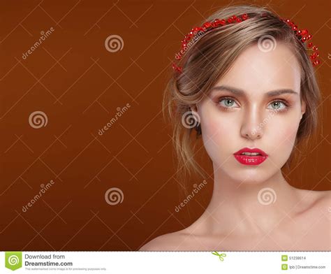 Studio Portrait Of Well Groomed Aristocratic Woman Stock Photo Image Of Beauty Colored