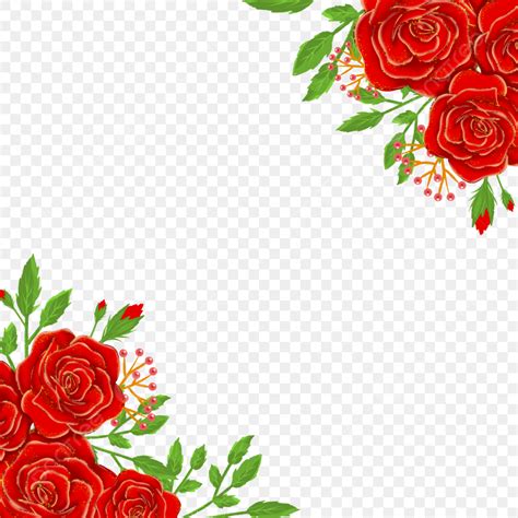 Red Roses Border PNG Transparent Red Rose Border Frame Border Floral