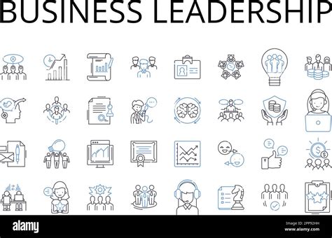 Business Leadership Line Icons Collection Team Management Project