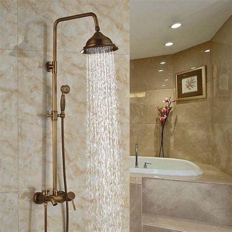 Buy Brass Antique Outdoor Shower Faucet Wall Mount 8