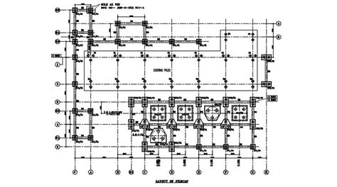 The Layout Of The Pile Cap Detail Drawing Stated In This Autocad File