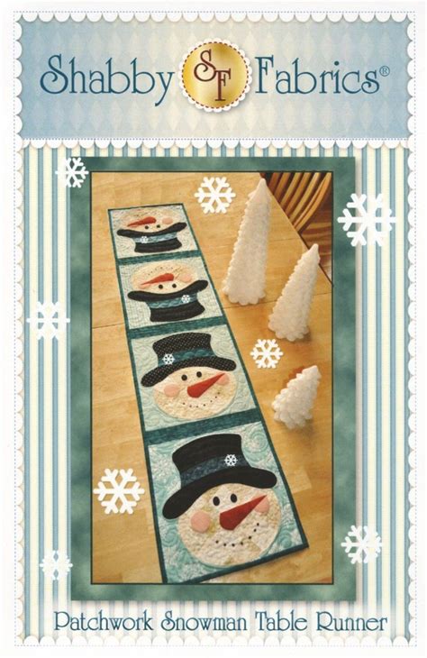 Patchwork Snowman Table Runner Pattern By Shabby Fabrics