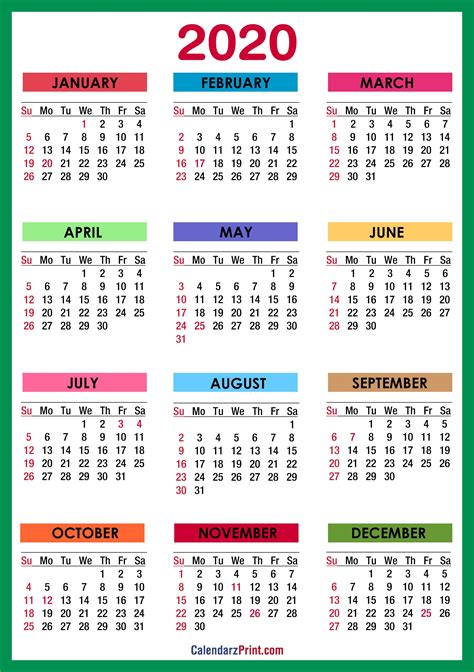 2020 Holiday Calendar Usa Free Printable : 2020 Calendar Printable Free ...