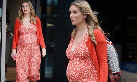 Heavily Pregnant Rachel Riley Shows Off Her Baby Bump In A Plunging Red