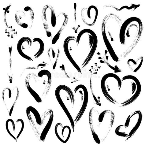 Set Of Hand Drawn Heart And Arrows Isolated On White Background
