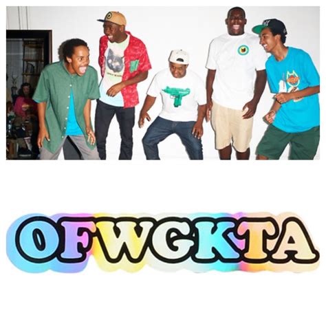 Four Men Standing In Front Of The Word Otwekta On A White Background