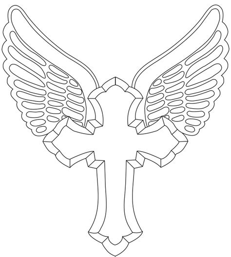 Angel wings with cross & heart | cross drawing, heart. Free CROSS Outline, Download Free Clip Art, Free Clip Art ...